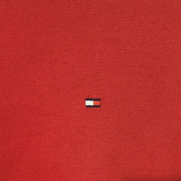 Tommy Hilfiger Men's Sz L Red LS Crew Neck 100% Cotton Rib Knit Pullover Sweater - Picture 3 of 7